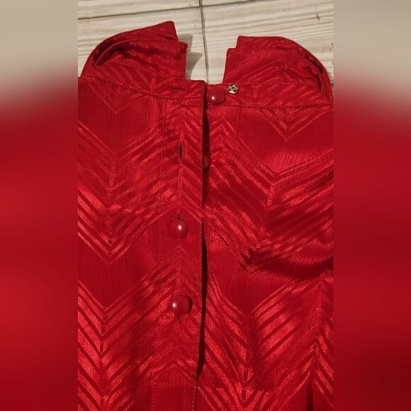 Liz Claiborne Lipstick Red Jacquard 80's Vintage Dress size 12 - Picture 12 of 14